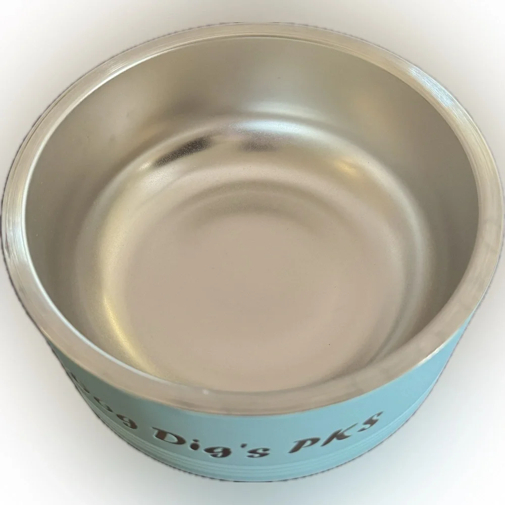 Teal Blue Dog Bowl - Laser Engraved